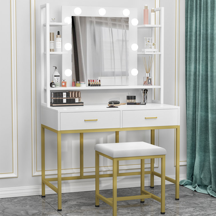Ebern Designs Vanity Set with Lighted Mirror & Reviews Wayfair